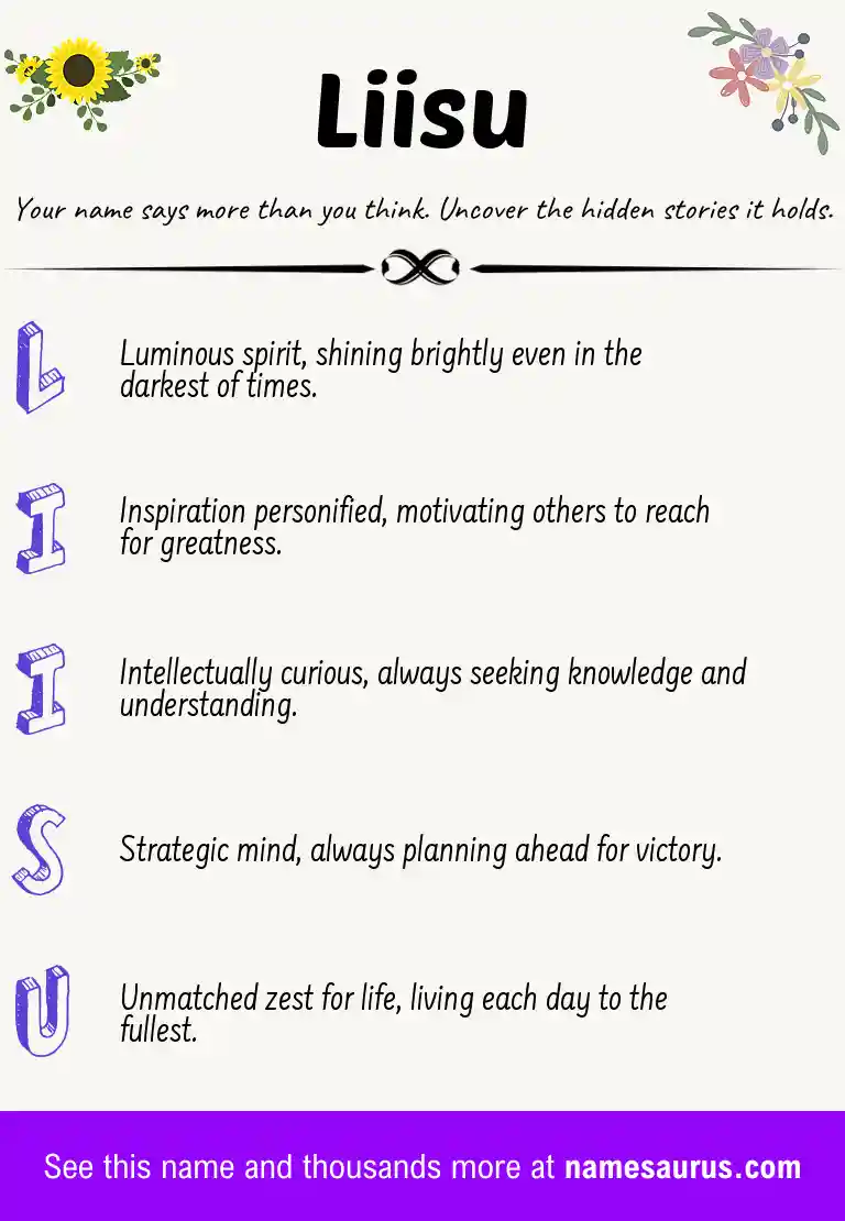 Acrostic poem about Liisu.