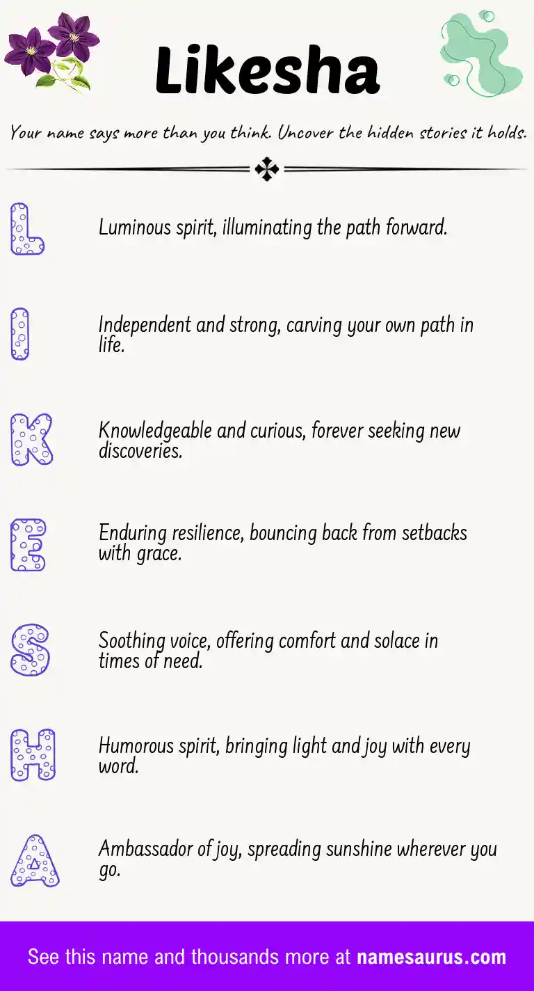 Acrostic poem about Likesha.