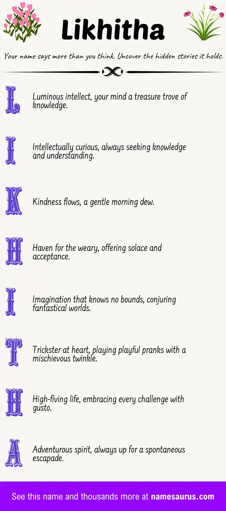Acrostic poem about Likhitha.