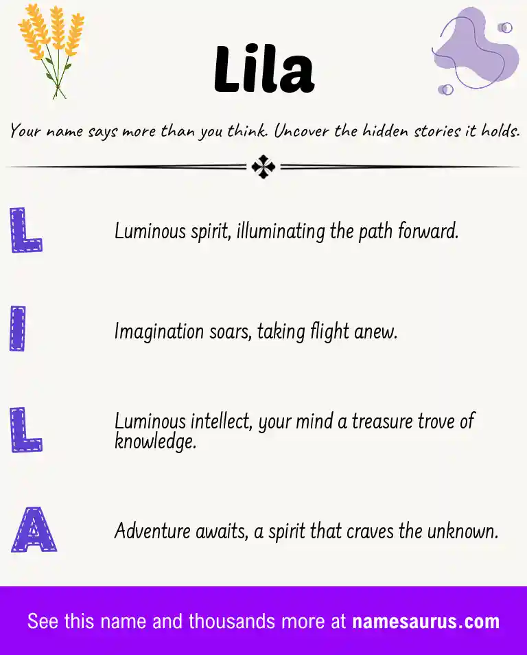 Acrostic poem about Lila.