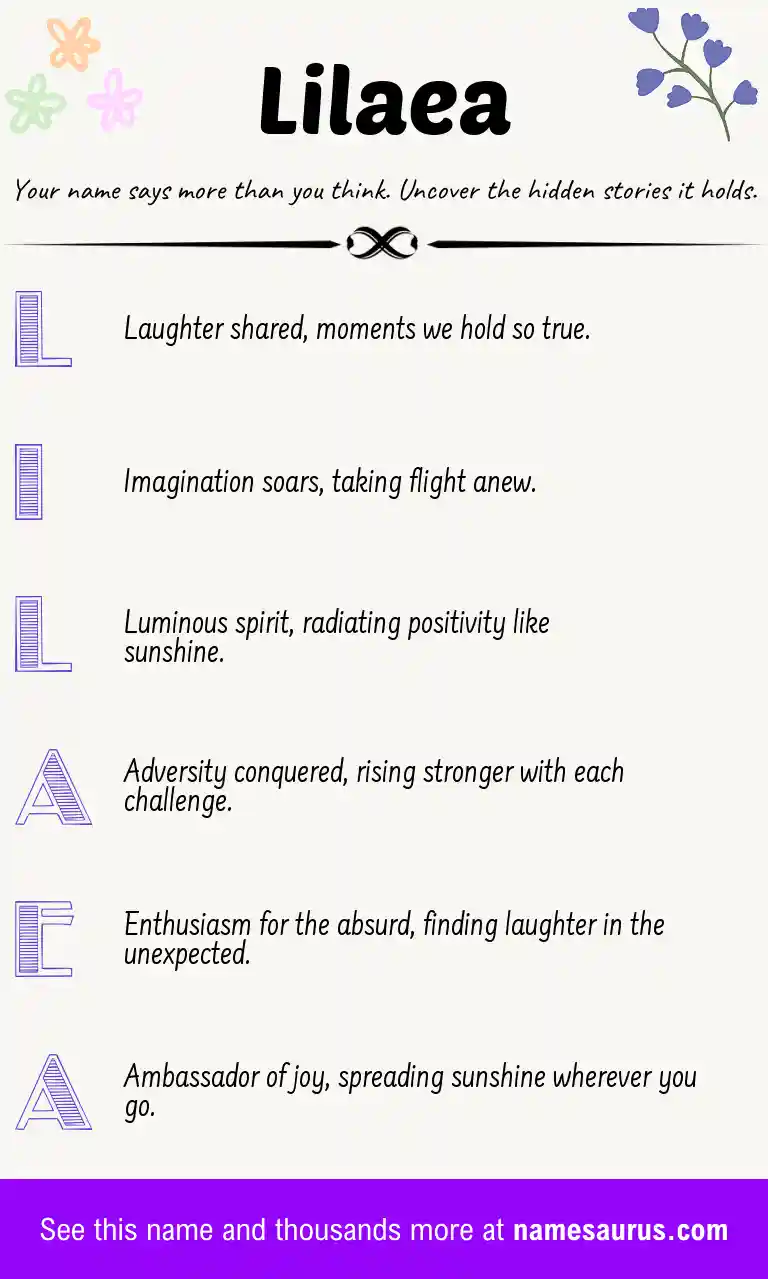 Acrostic poem about Lilaea.