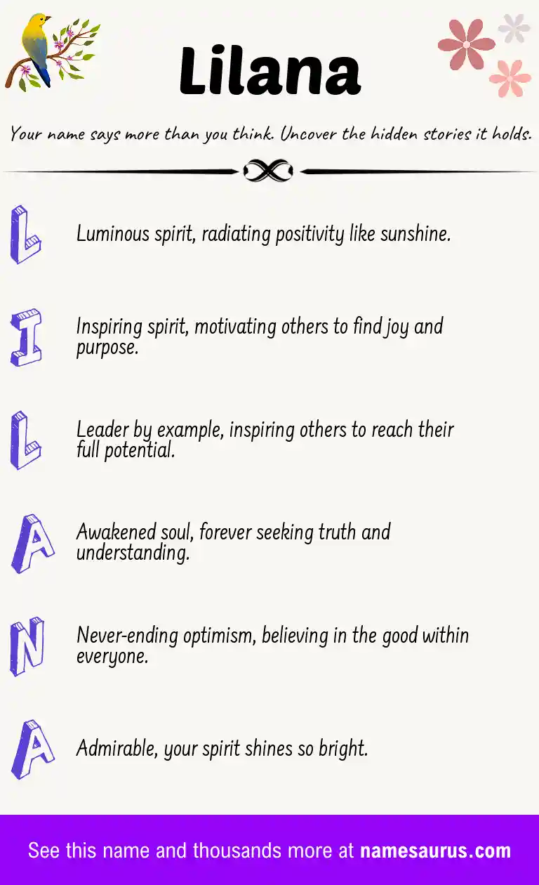 Acrostic poem about Lilana.