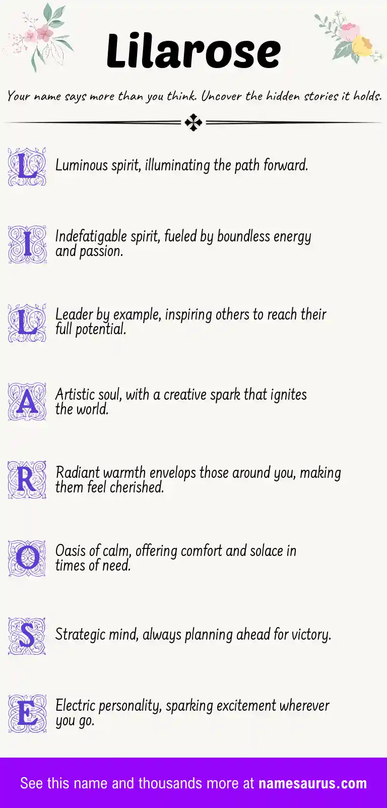 Acrostic poem about Lilarose.