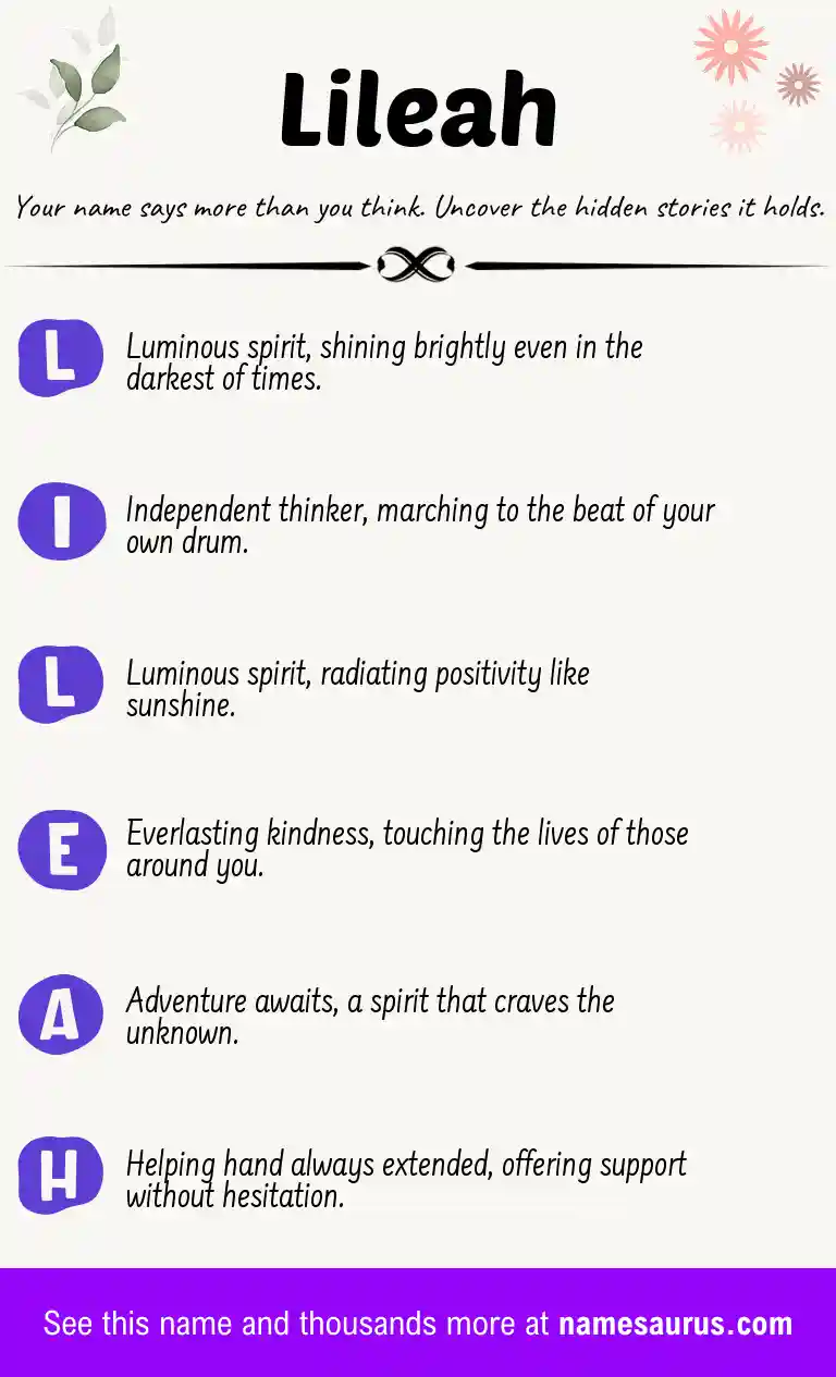 Acrostic poem about Lileah.