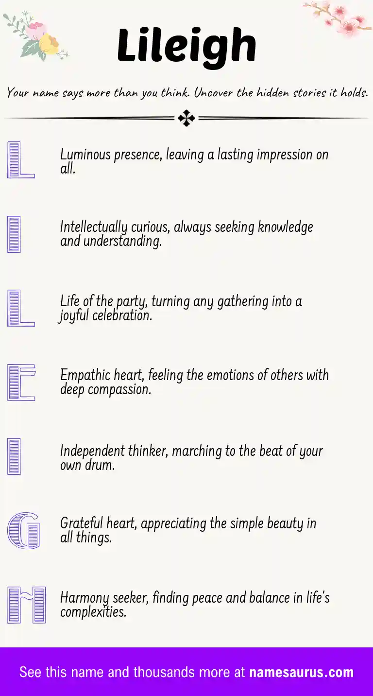 Acrostic poem about Lileigh.