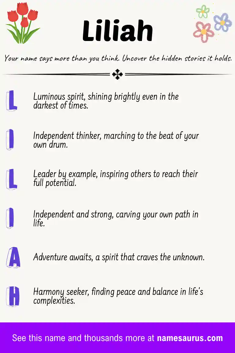 Acrostic poem about Liliah.
