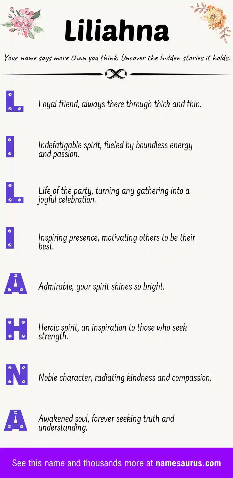 Acrostic poem about Liliahna.