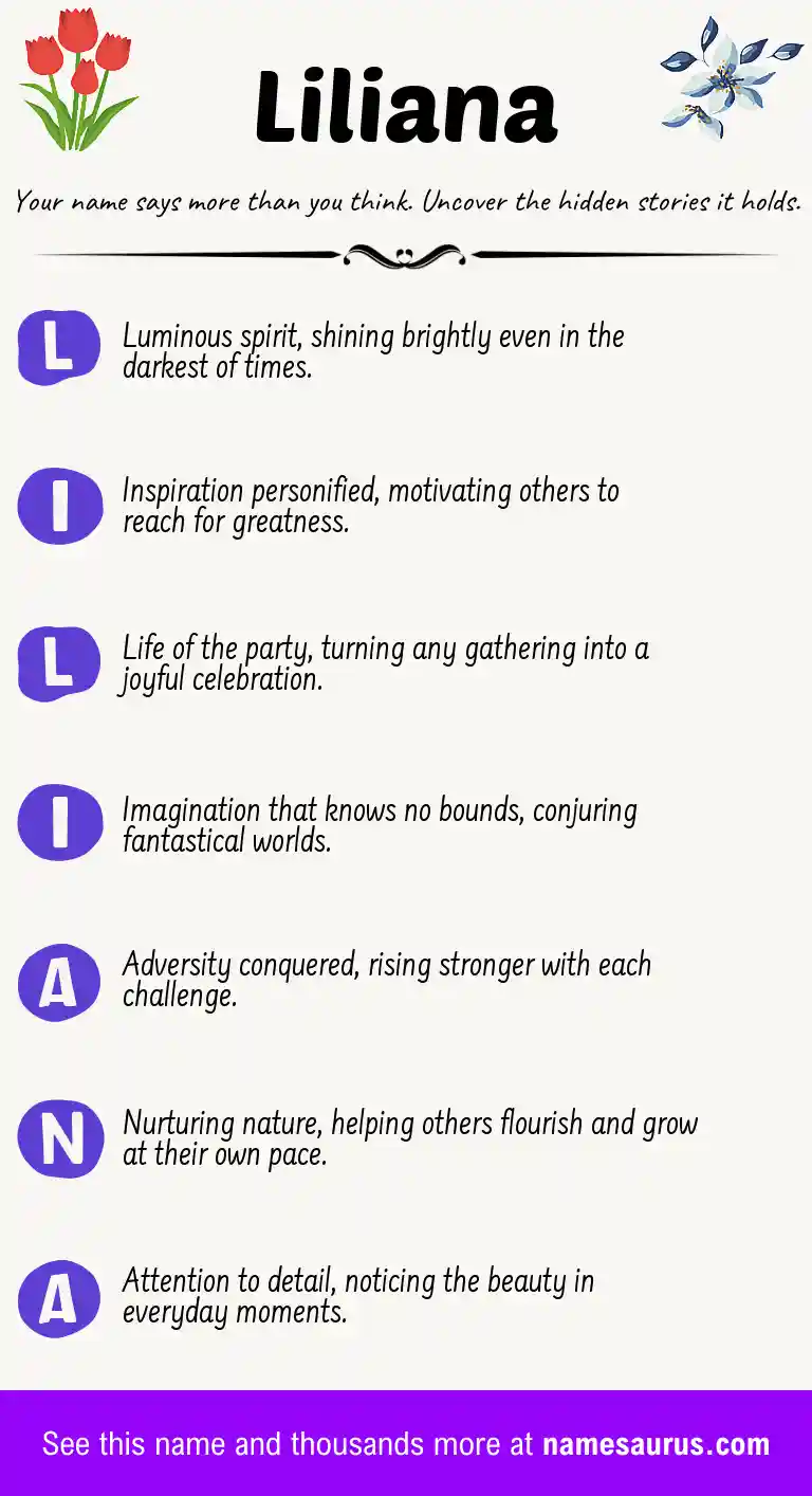 Acrostic poem about Liliana.