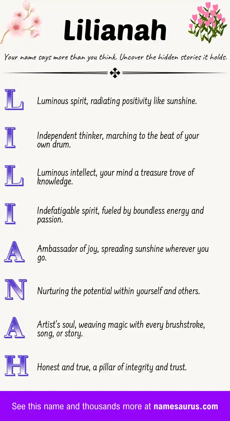 Acrostic poem about Lilianah.