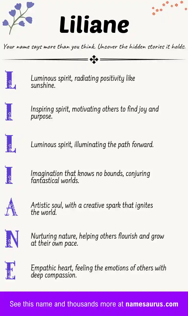 Acrostic poem about Liliane.
