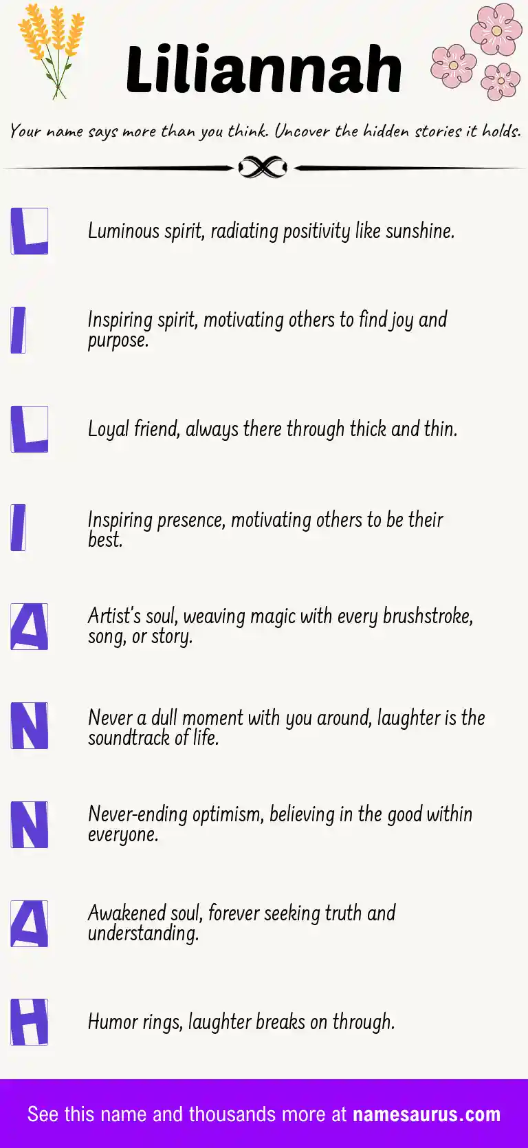 Acrostic poem about Liliannah.