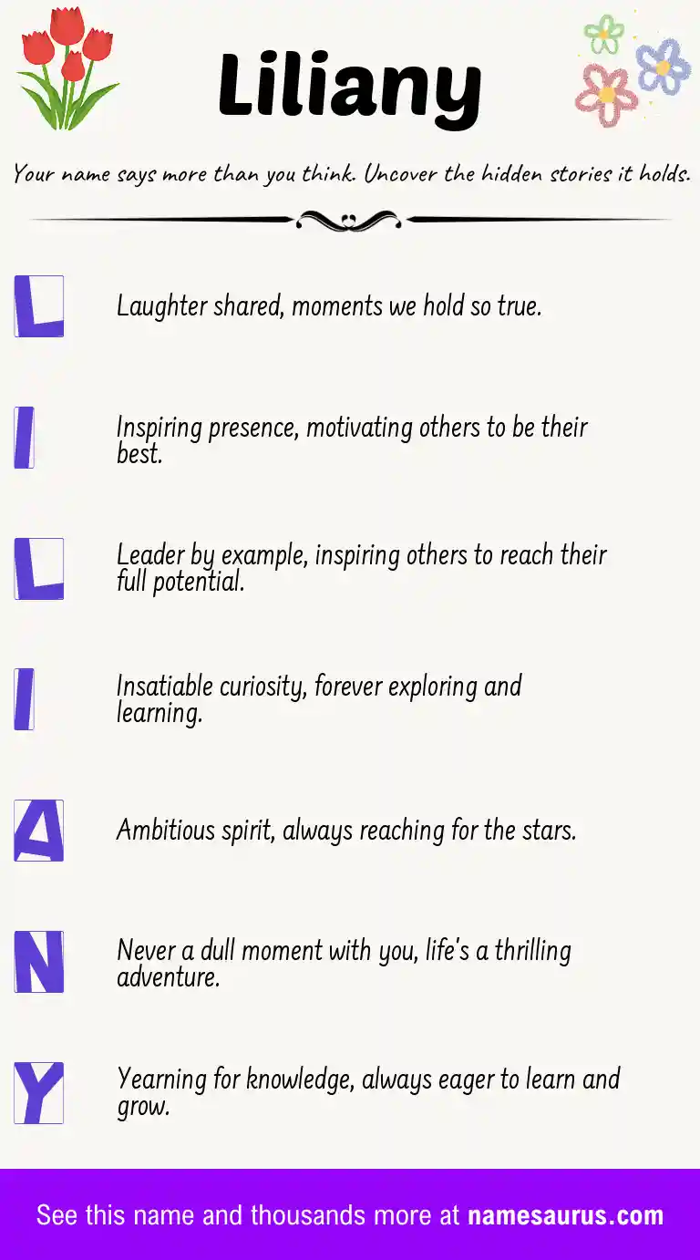 Acrostic poem about Liliany.