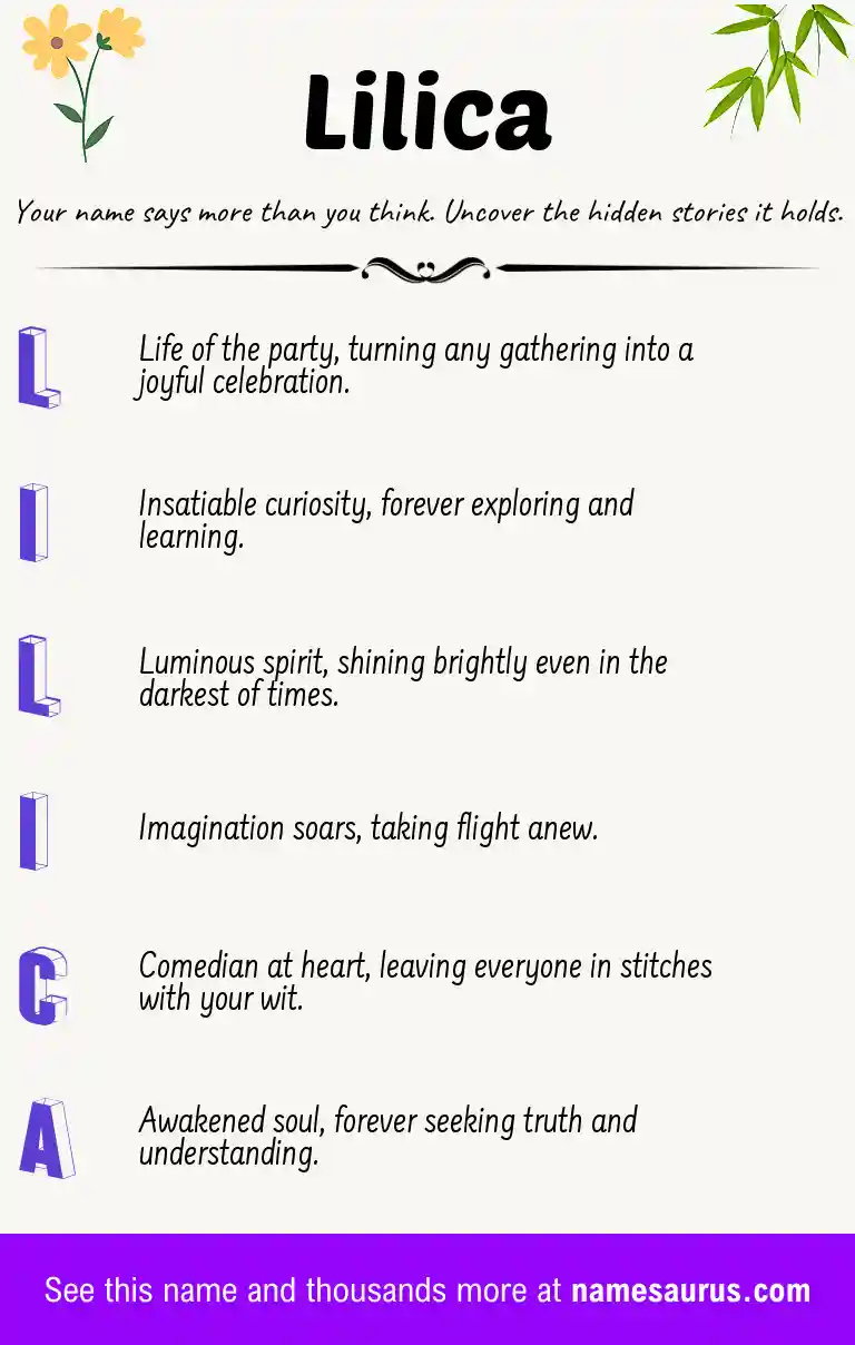 Acrostic poem about Lilica.