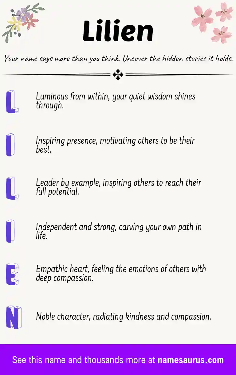 Acrostic poem about Lilien.