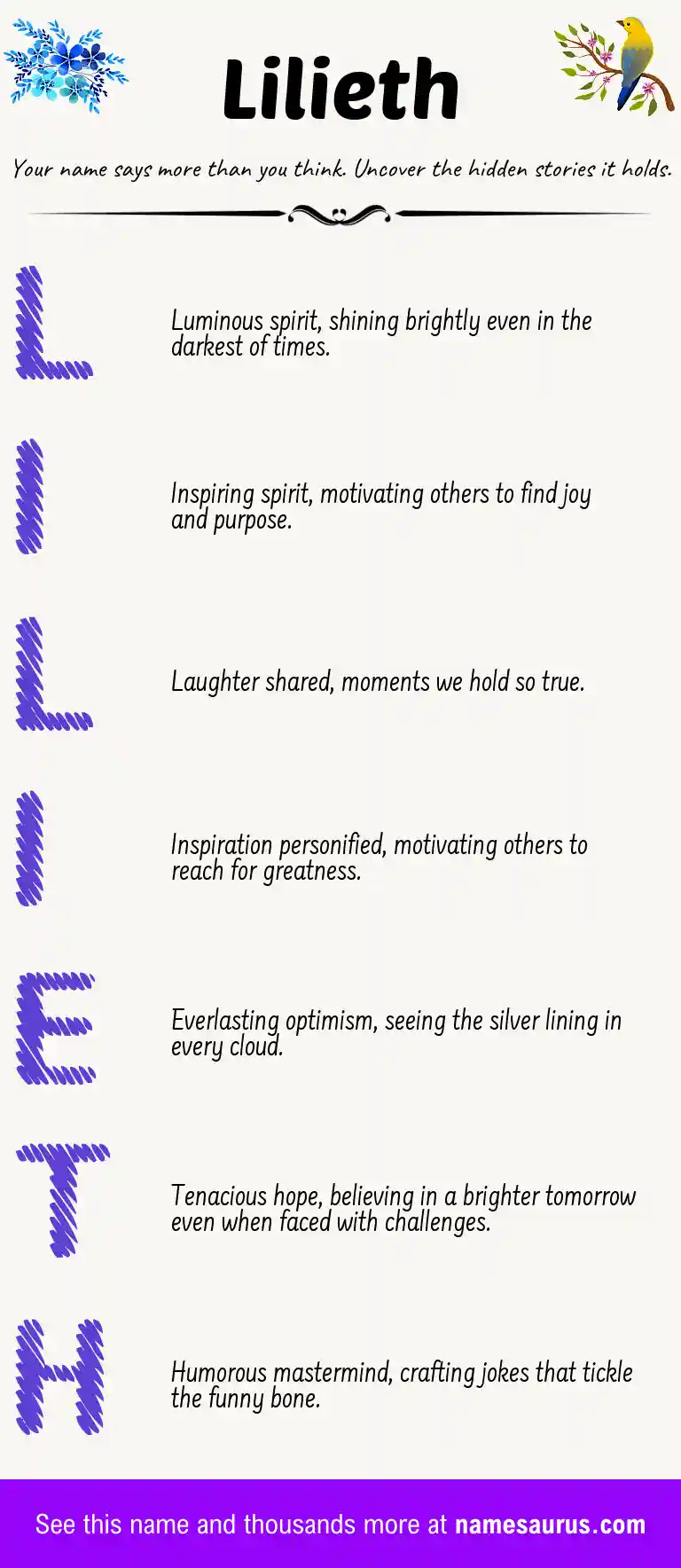 Acrostic poem about Lilieth.