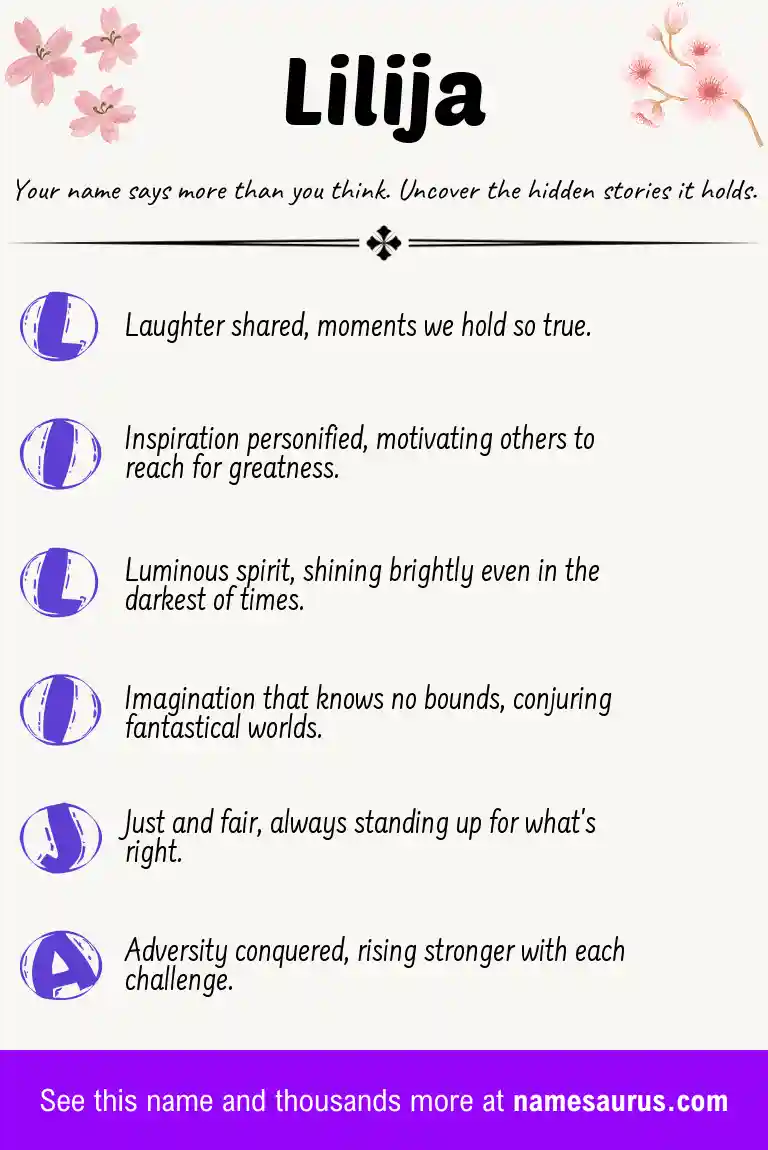Acrostic poem about Lilija.