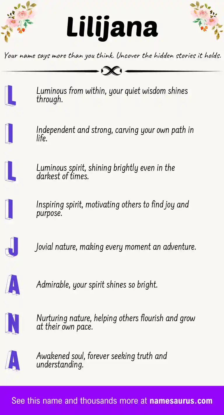 Acrostic poem about Lilijana.