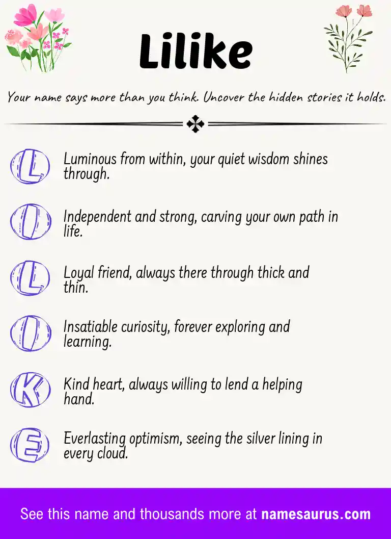 Acrostic poem about Lilike.