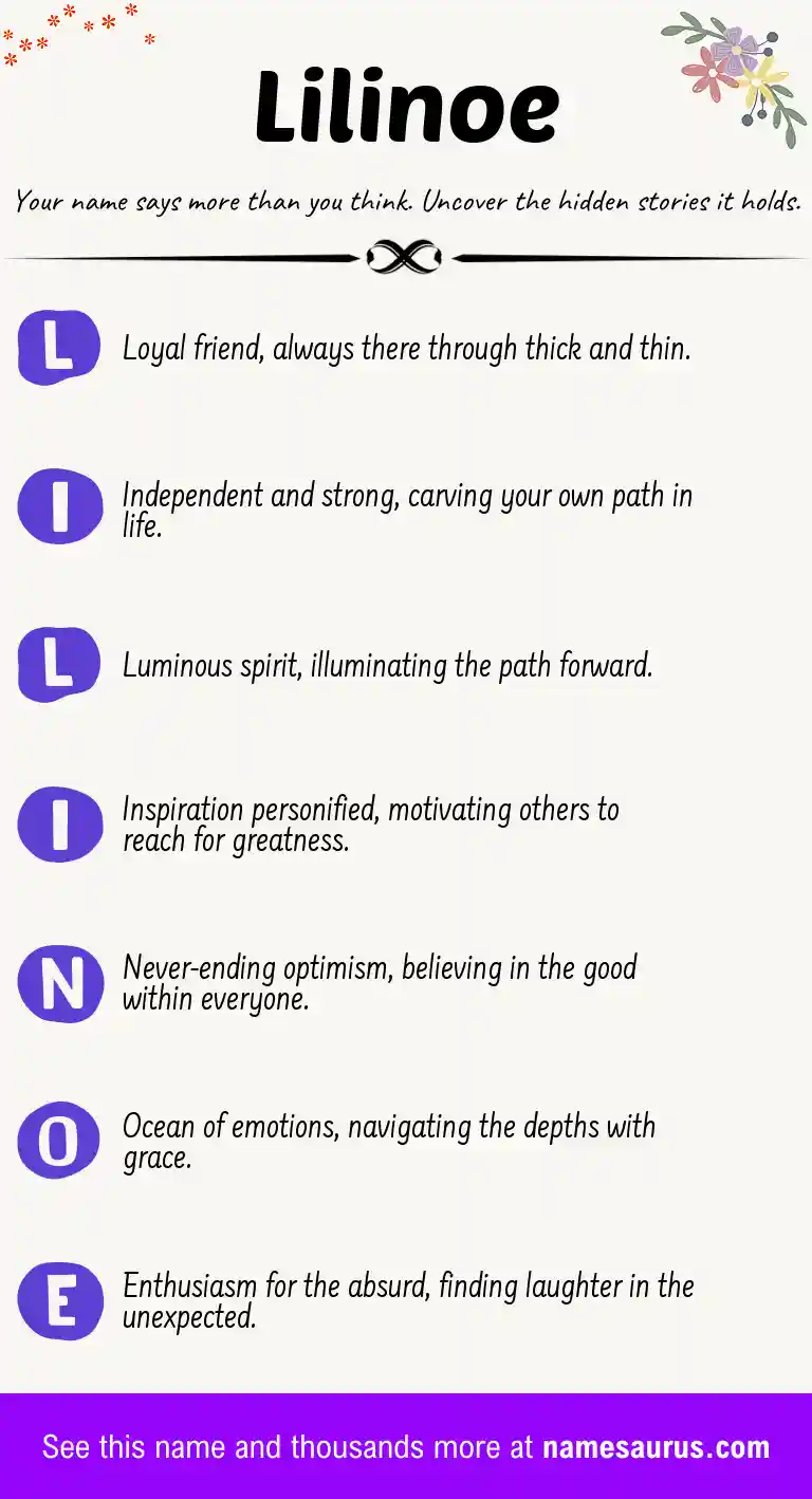 Acrostic poem about Lilinoe.