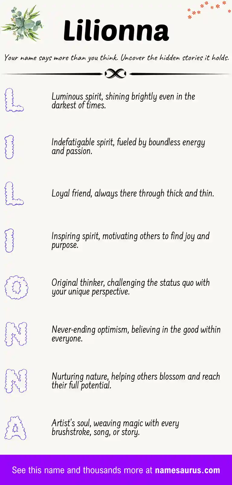 Acrostic poem about Lilionna.