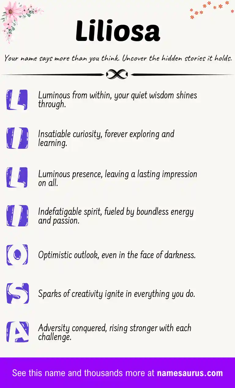 Acrostic poem about Liliosa.