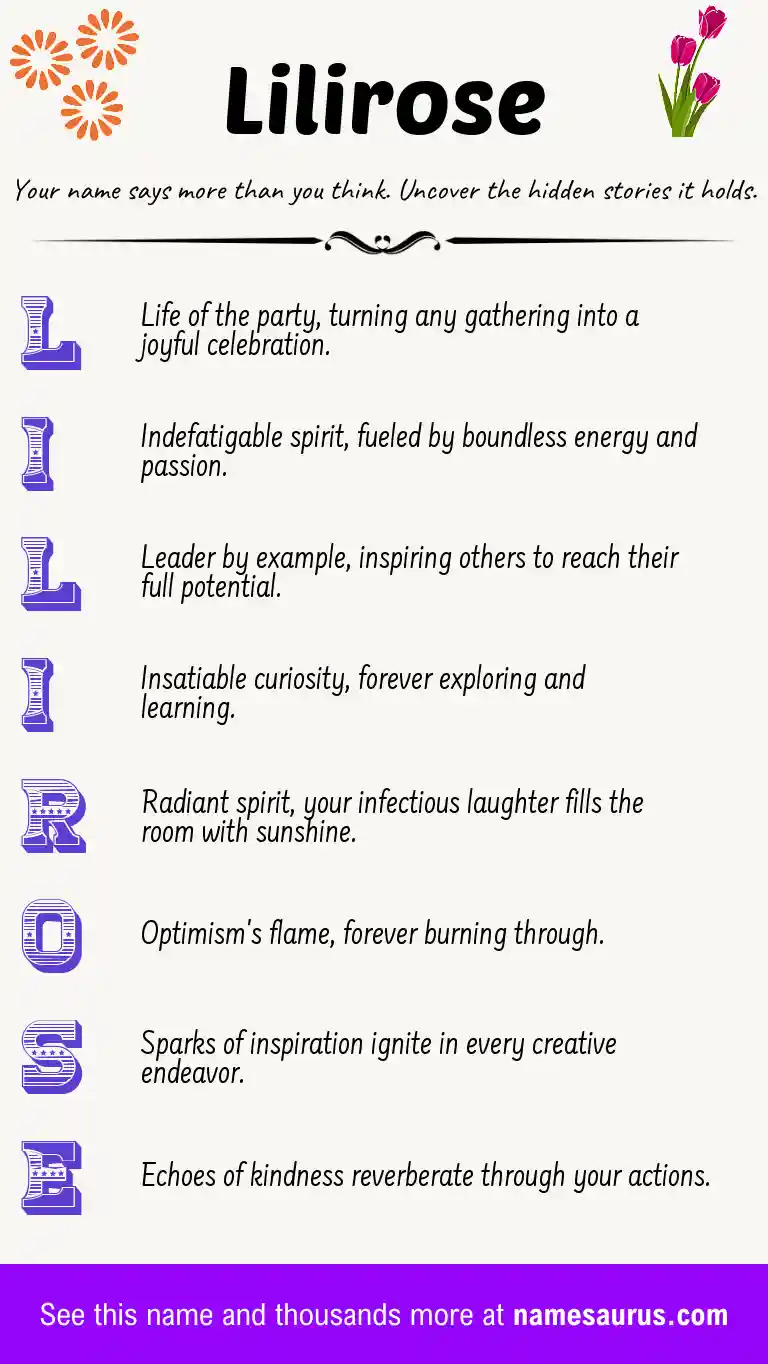 Acrostic poem about Lilirose.