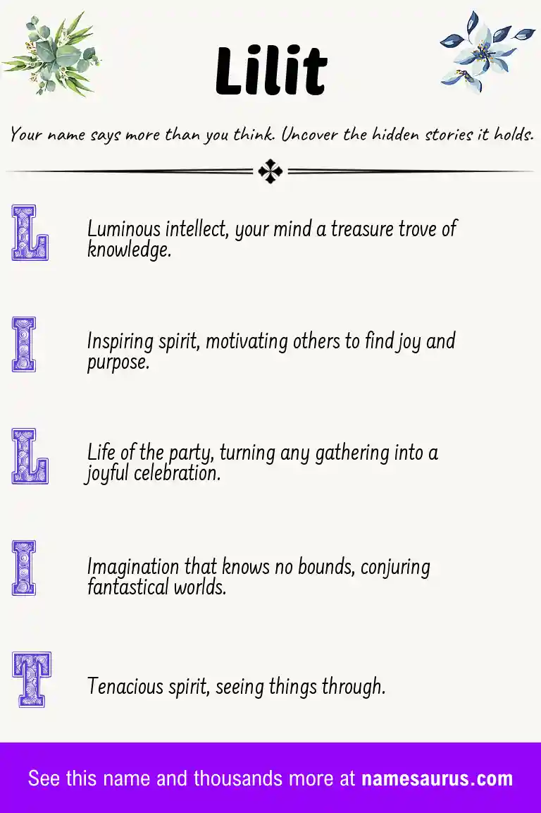 Acrostic poem about Lilit.
