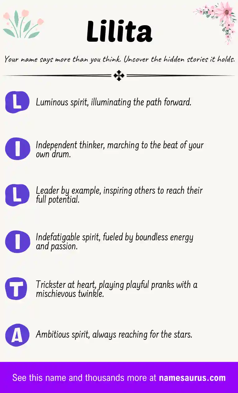 Acrostic poem about Lilita.
