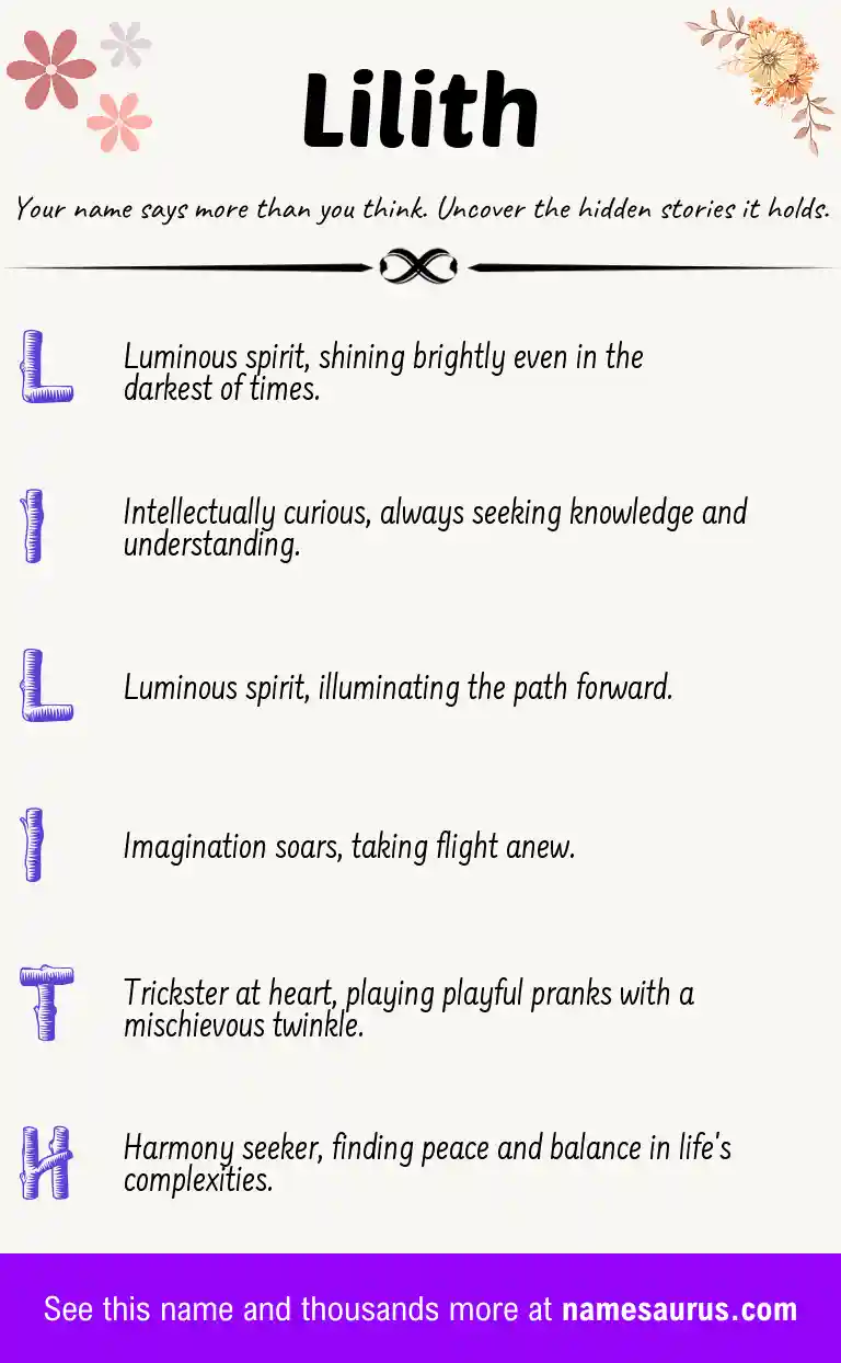 Acrostic poem about Lilith.