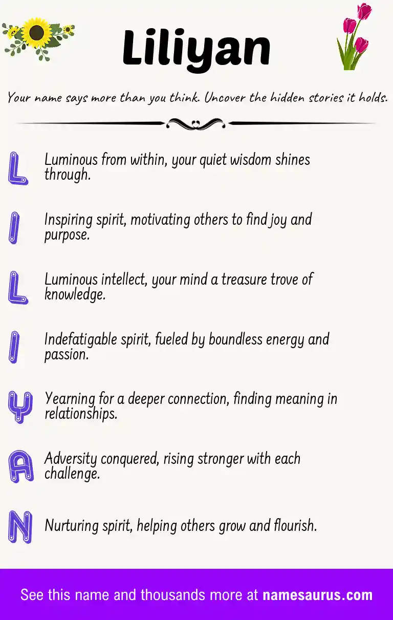 Acrostic poem about Liliyan.