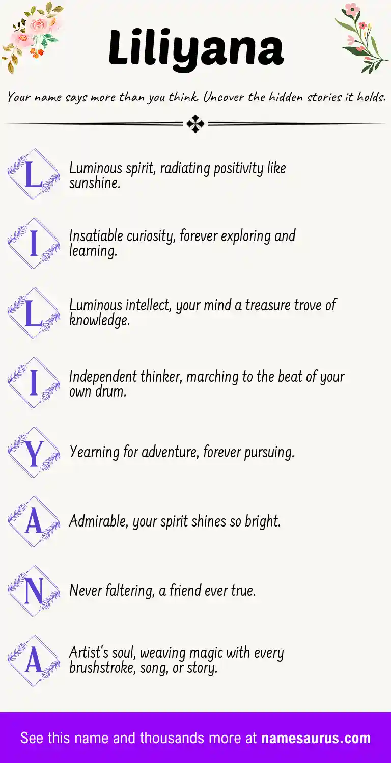 Acrostic poem about Liliyana.