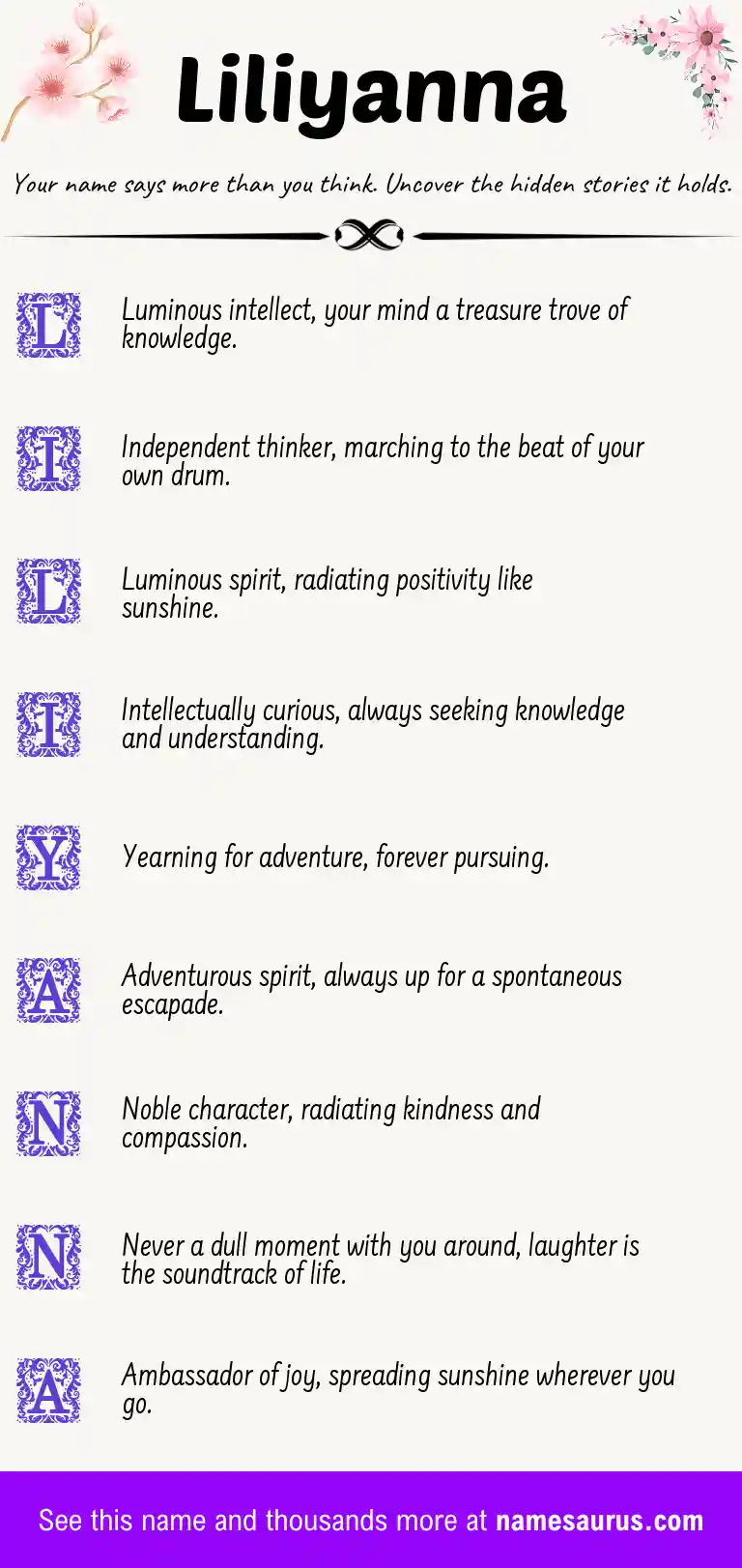 Acrostic poem about Liliyanna.