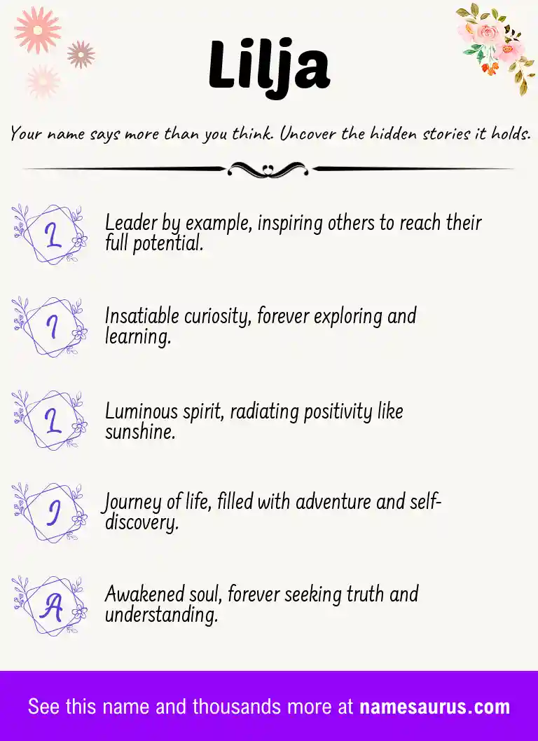 Acrostic poem about Lilja.