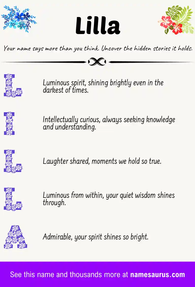 Acrostic poem about Lilla.
