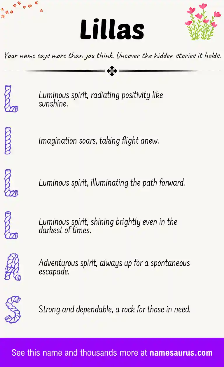 Acrostic poem about Lillas.