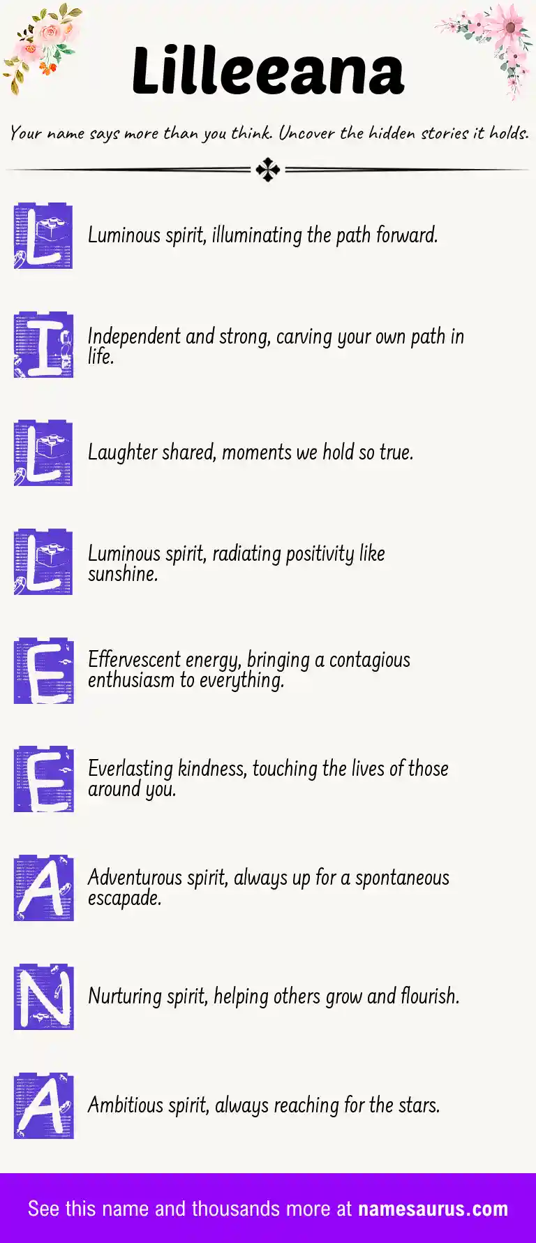 Acrostic poem about Lilleeana.