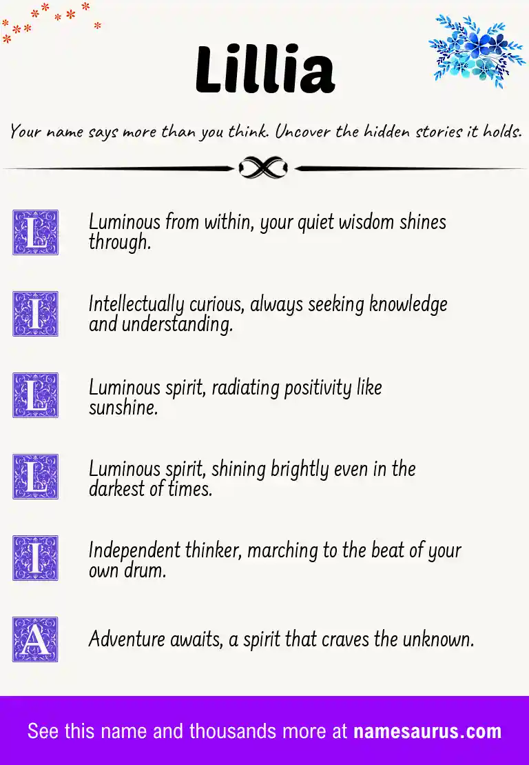 Acrostic poem about Lillia.