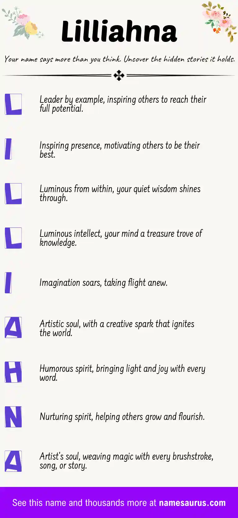 Acrostic poem about Lilliahna.