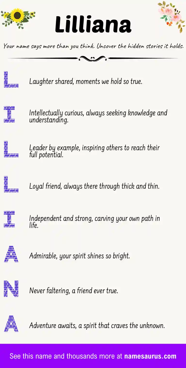 Acrostic poem about Lilliana.