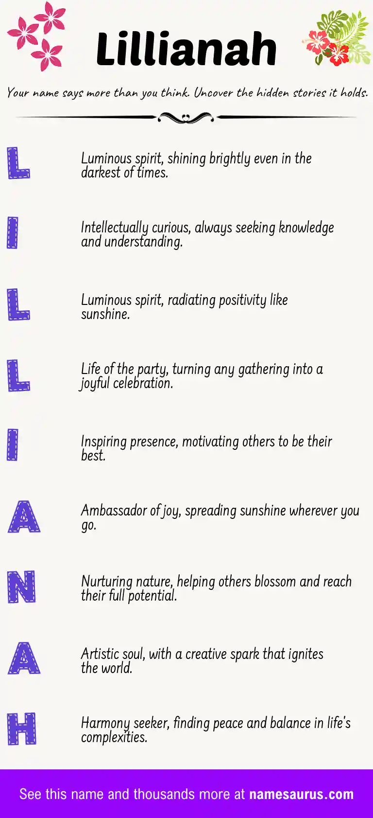 Acrostic poem about Lillianah.