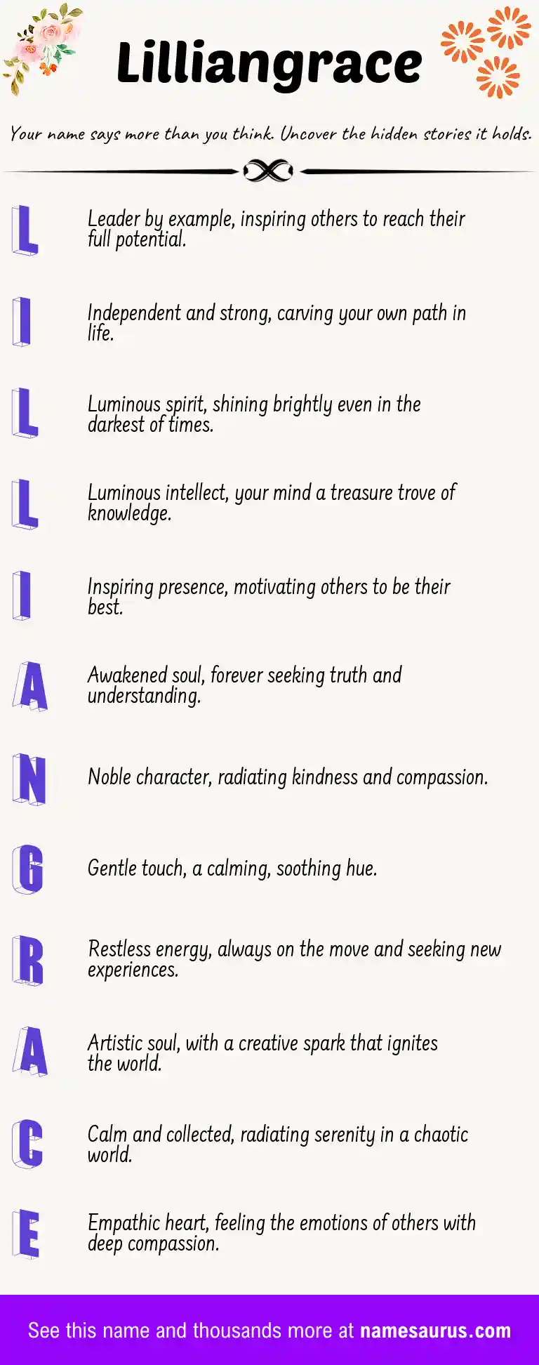 Acrostic poem about Lilliangrace.