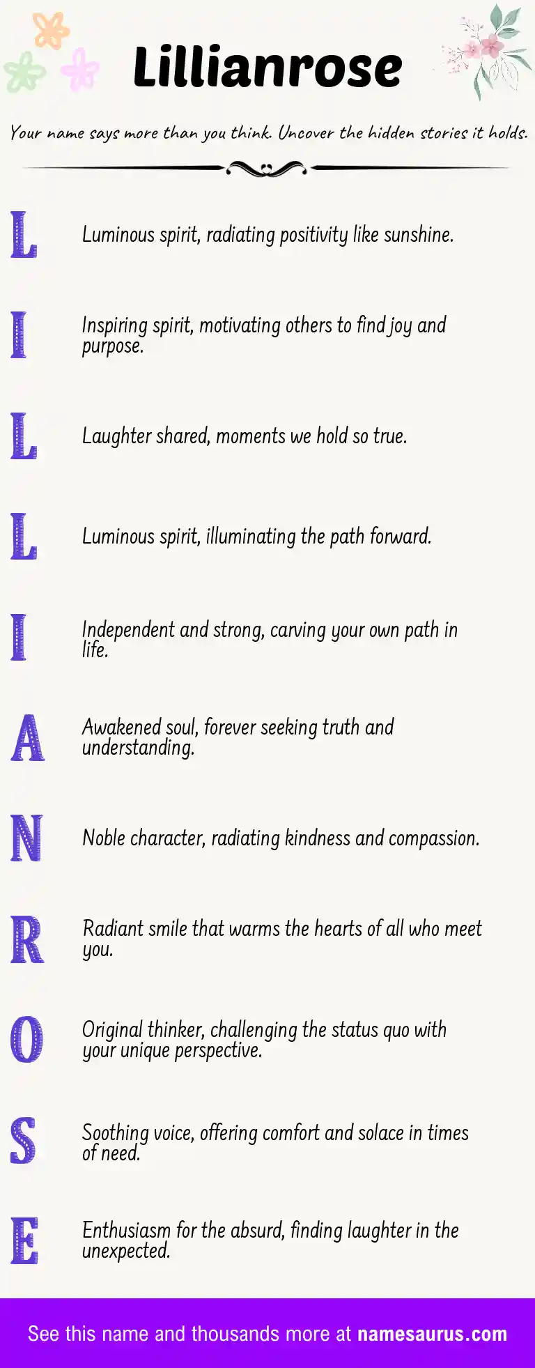 Acrostic poem about Lillianrose.