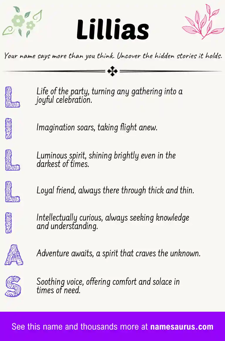 Acrostic poem about Lillias.