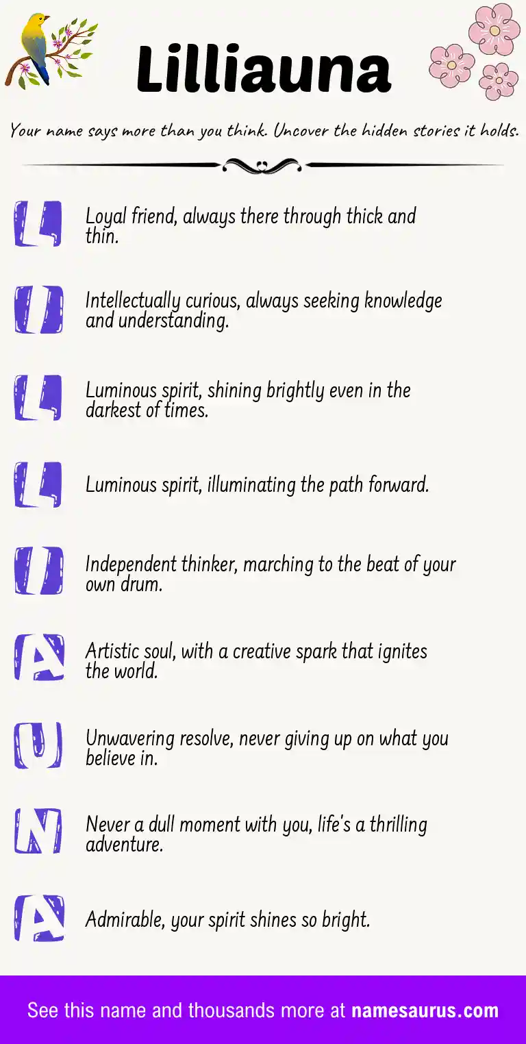Acrostic poem about Lilliauna.