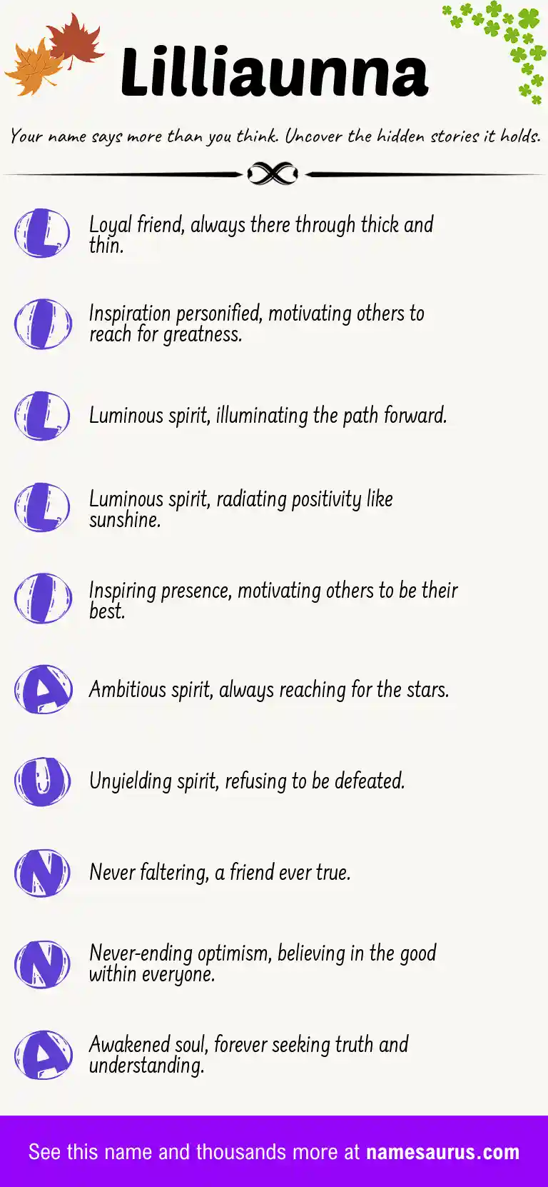 Acrostic poem about Lilliaunna.