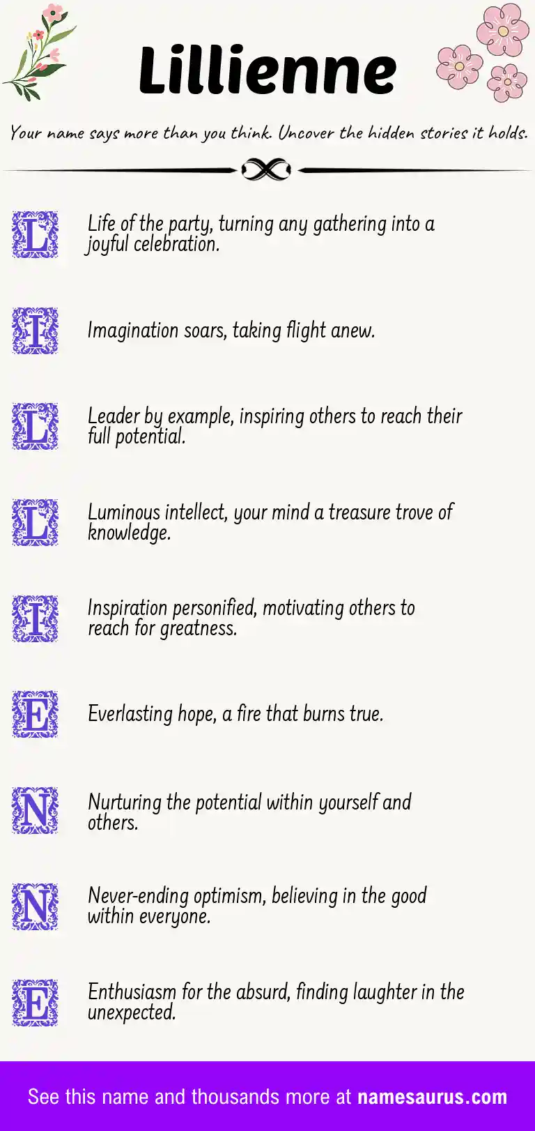 Acrostic poem about Lillienne.