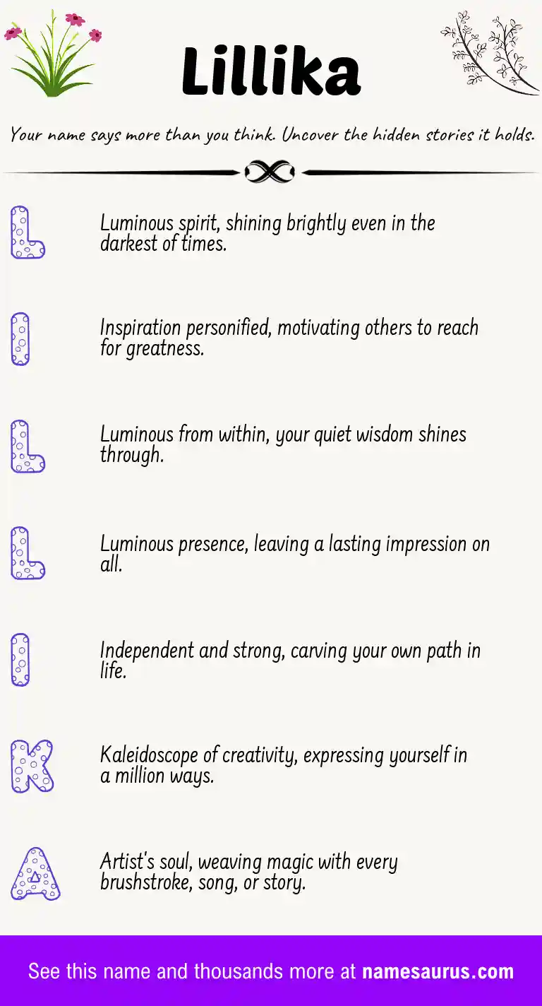 Acrostic poem about Lillika.