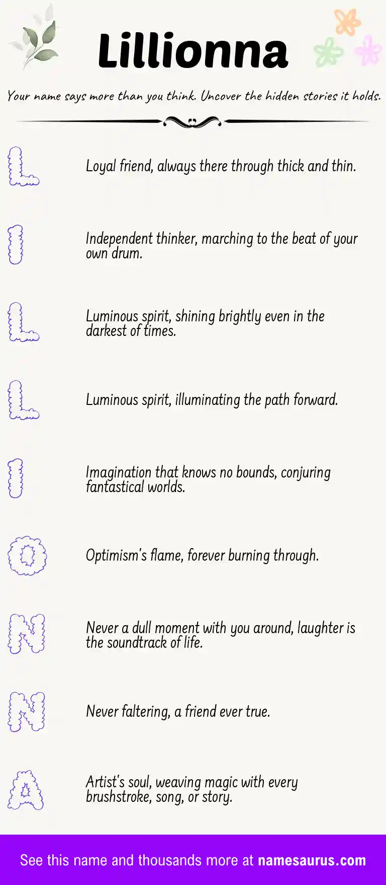 Acrostic poem about Lillionna.