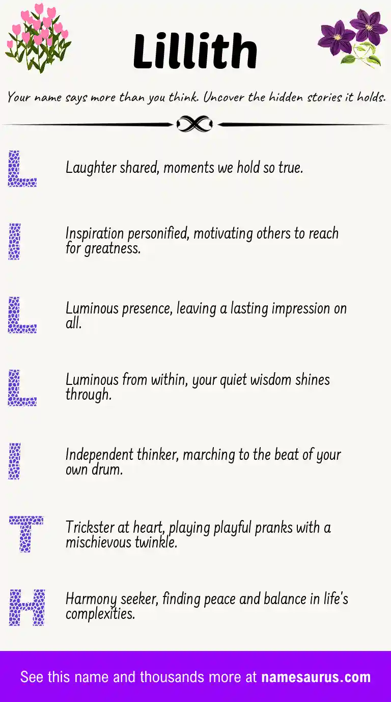 Acrostic poem about Lillith.