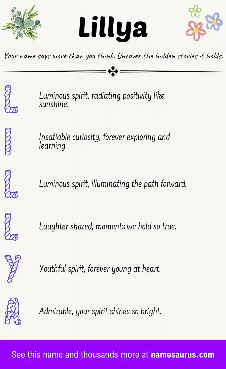 Acrostic poem about Lillya.